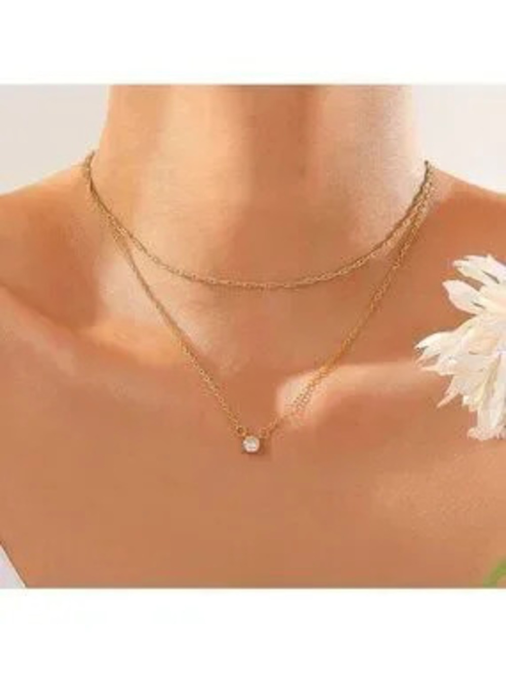 14k Gold Plated 2pc Cubic Zirconia Necklace Set